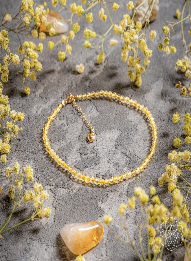Conscious Items The Abundance Anklet, Citrine Crystal Ankle Bracelets for Women, Golden Crystal Jewelry for Joy, Wealth and Abundance, Natural Beaded Anklet for Chakra & Energy Alignment - Image 2